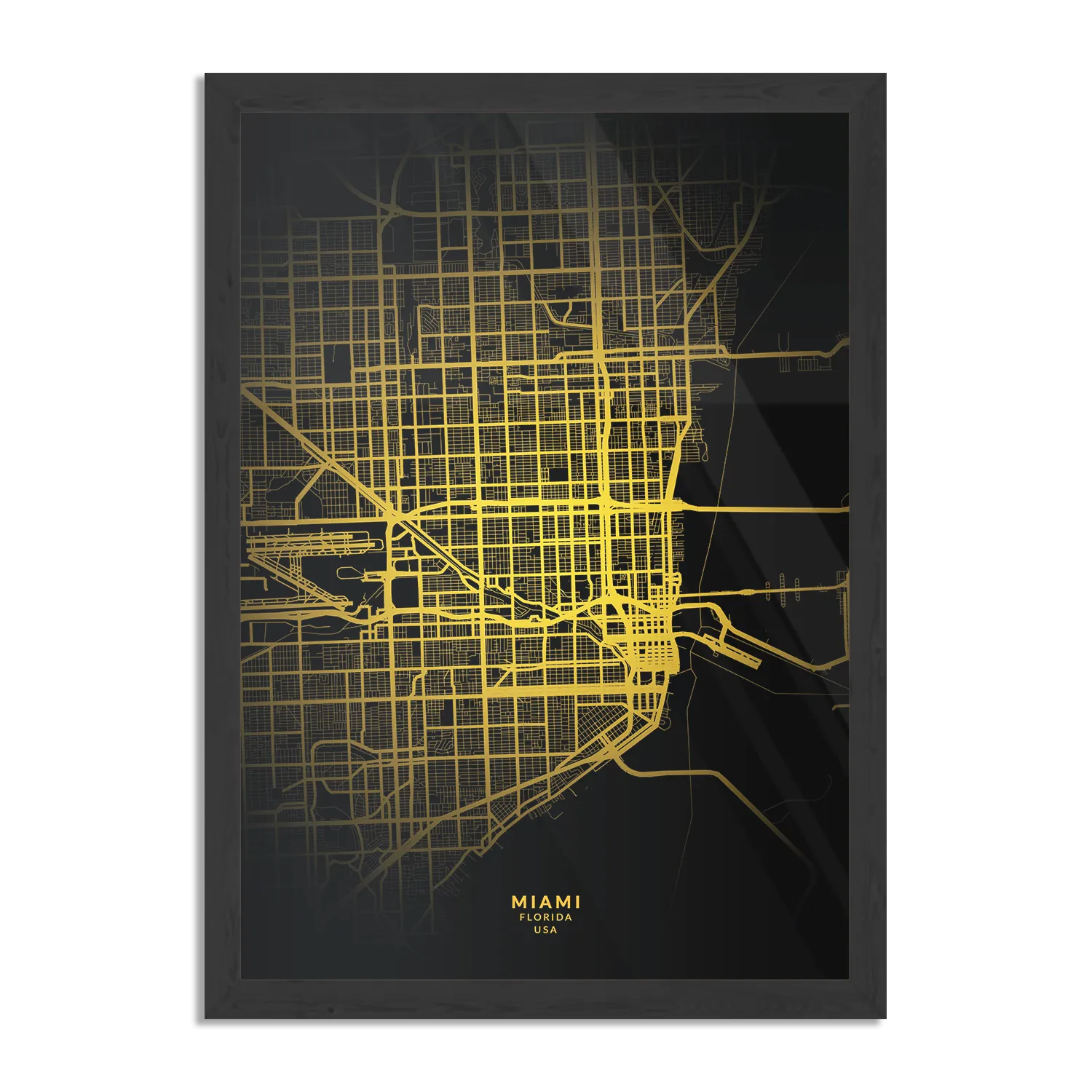Template_PBL_50-70_Verticaal_Steden_71-1 Poster Miami Plattegrond Zwart Geel Rechthoek Verticaal Met Lijst Template PBL 50 70 Verticaal Steden 71 1