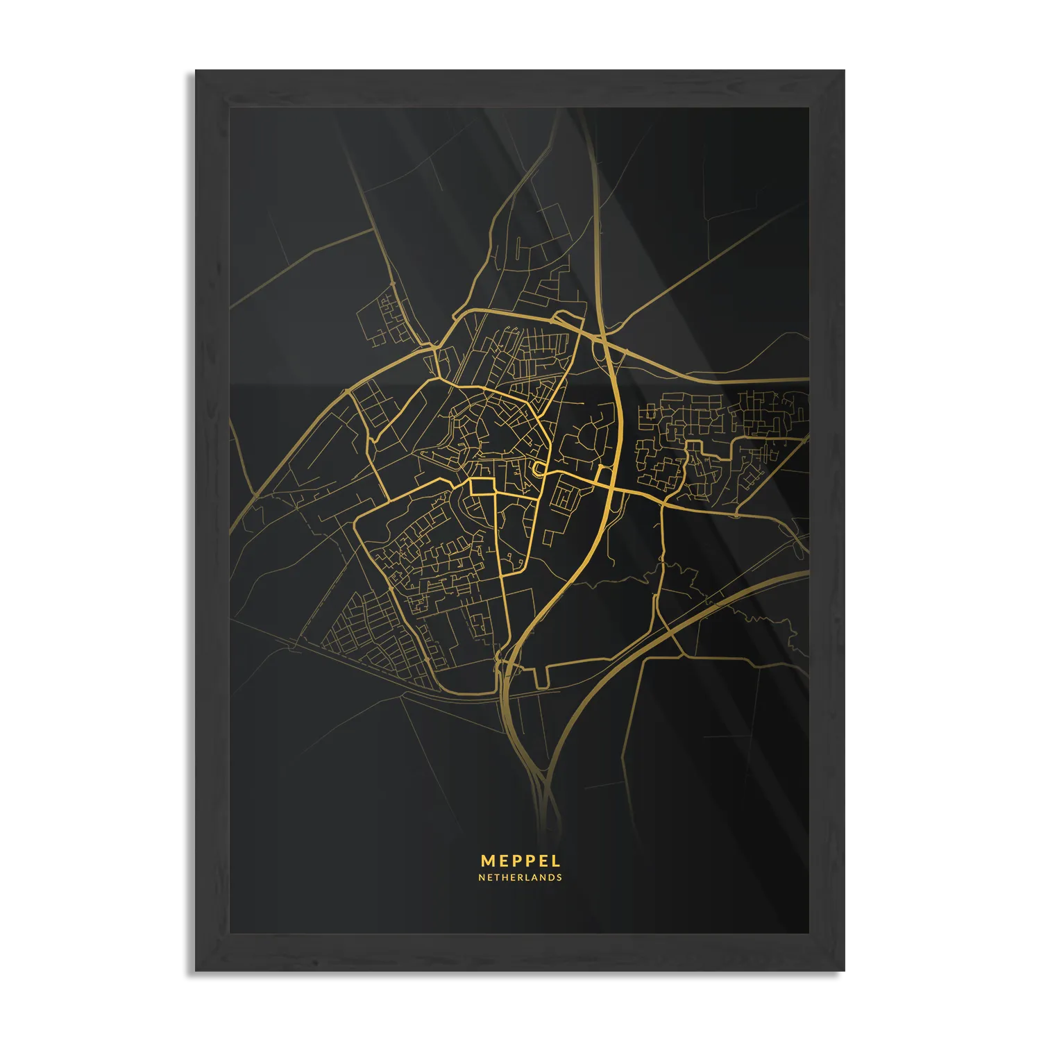 Template_PBL_50-70_Verticaal_Steden_73-1 Poster Meppel Plattegrond Zwart Geel Rechthoek Verticaal Met Lijst Template PBL 50 70 Verticaal Steden 73 1