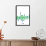 Poster Skyline Groningen Watercolor Paint Rechthoek Verticaal Met Lijst Template PBL 50 70 Verticaal Steden 8 3