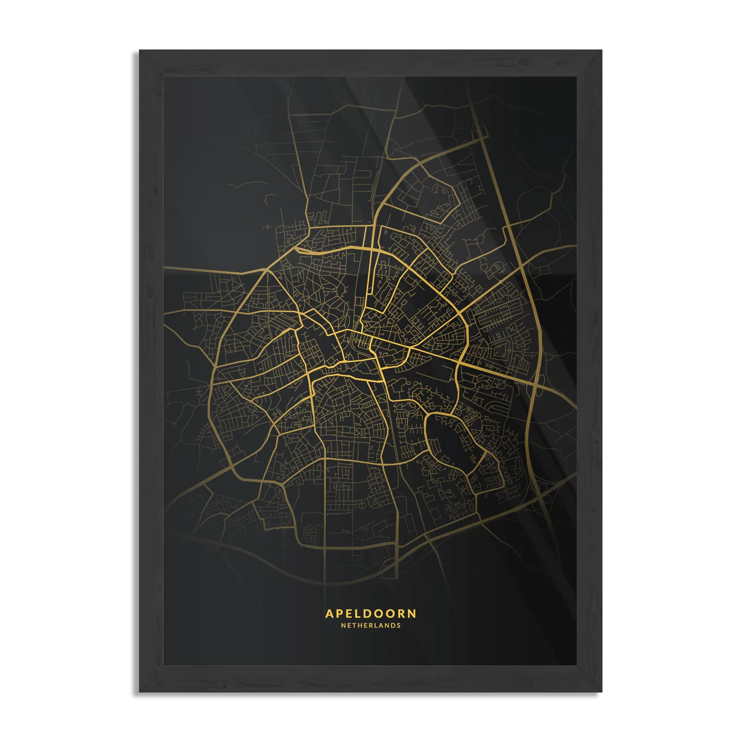 Template_PBL_50-70_Verticaal_Steden_81-1 Poster Apeldoorn Plattegrond Zwart Geel Rechthoek Verticaal Met Lijst Template PBL 50 70 Verticaal Steden 81 1