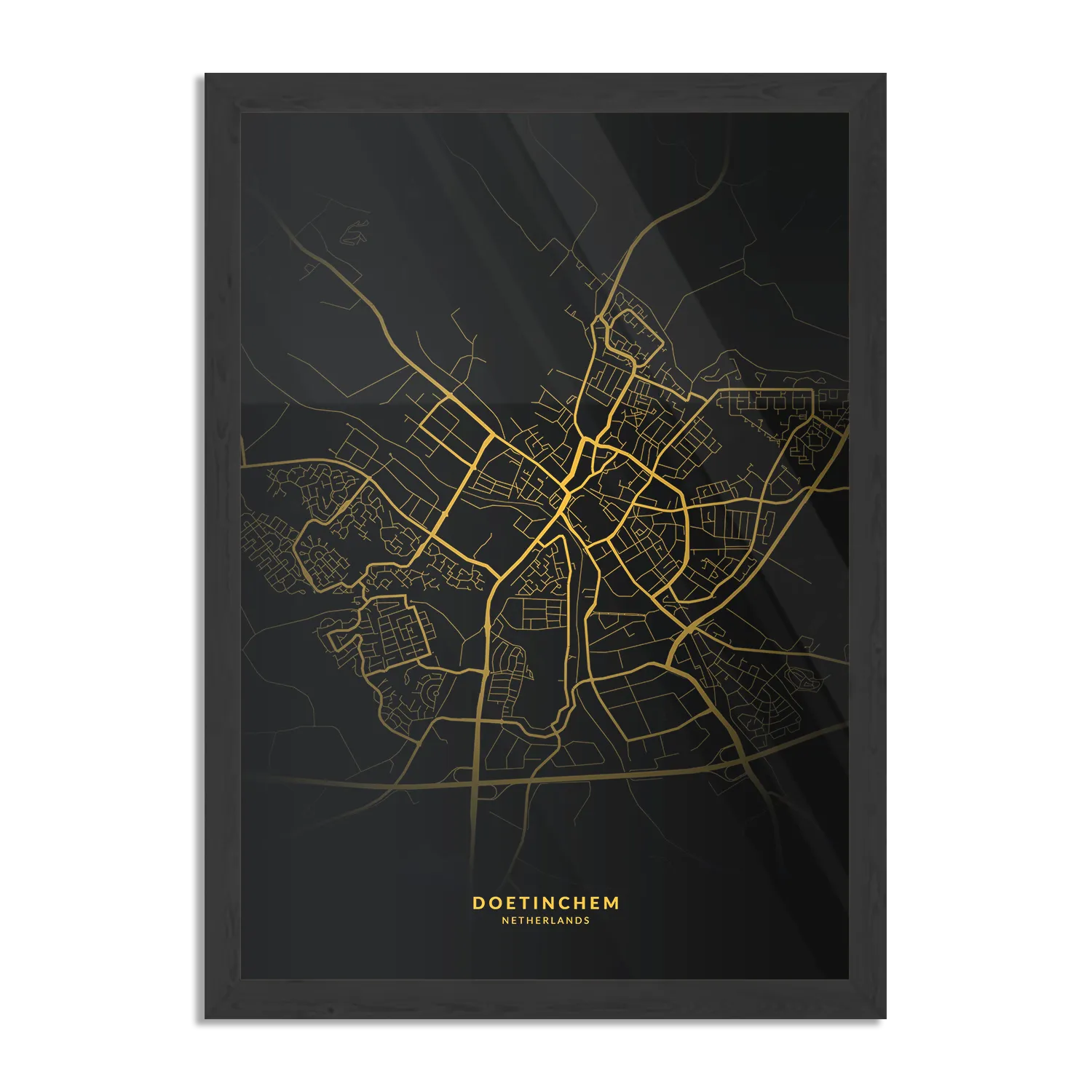 Template_PBL_50-70_Verticaal_Steden_84-1 Poster Doetinchem Plattegrond Zwart Geel Rechthoek Verticaal Met Lijst Template PBL 50 70 Verticaal Steden 84 1