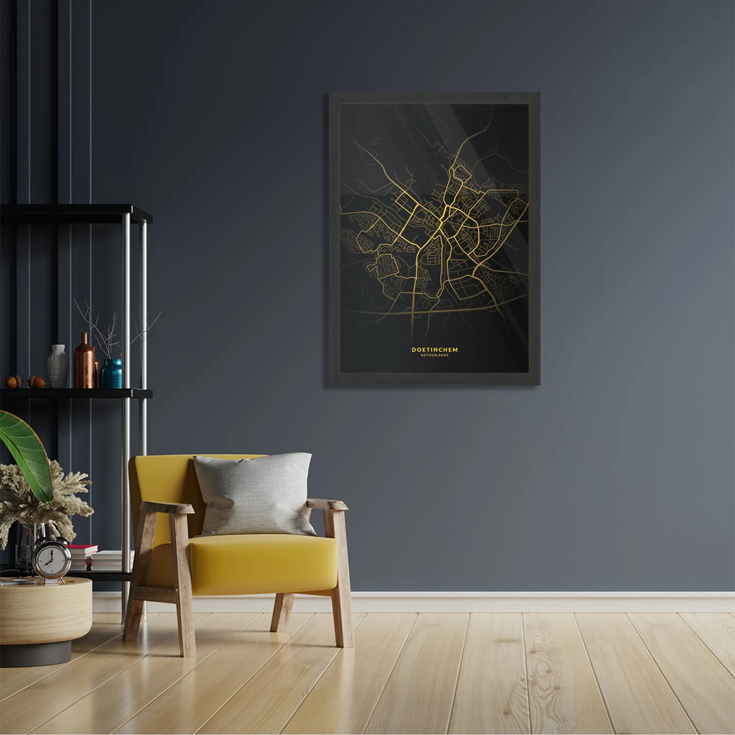 Template_PBL_50-70_Verticaal_Steden_84-2 Poster Doetinchem Plattegrond Zwart Geel Rechthoek Verticaal Met Lijst Template PBL 50 70 Verticaal Steden 84 2