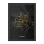 Poster Hilversum Plattegrond Zwart Geel Rechthoek Verticaal Met Lijst Template PBL 50 70 Verticaal Steden 86 1