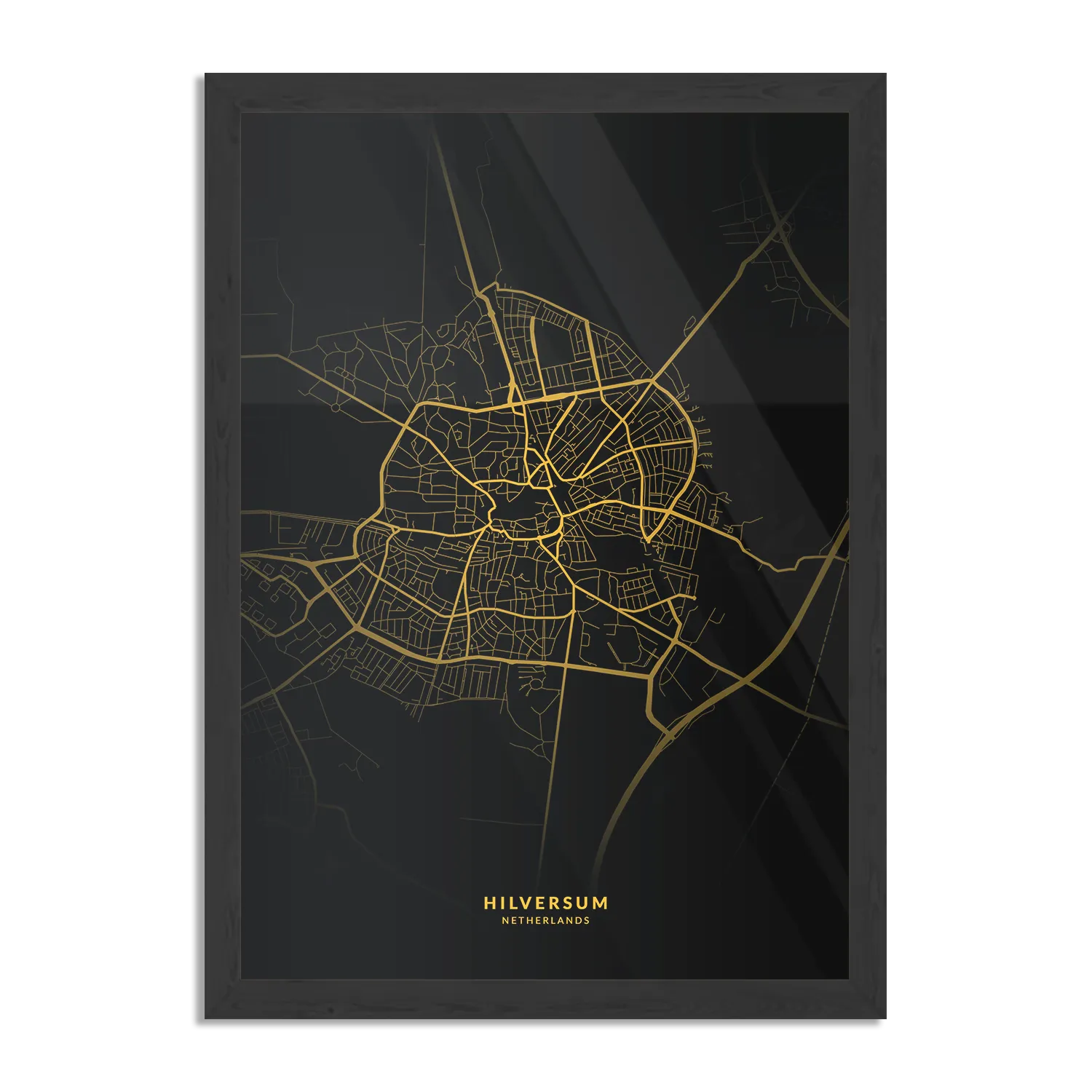 Template_PBL_50-70_Verticaal_Steden_86-1 Poster Hilversum Plattegrond Zwart Geel Rechthoek Verticaal Met Lijst Template PBL 50 70 Verticaal Steden 86 1