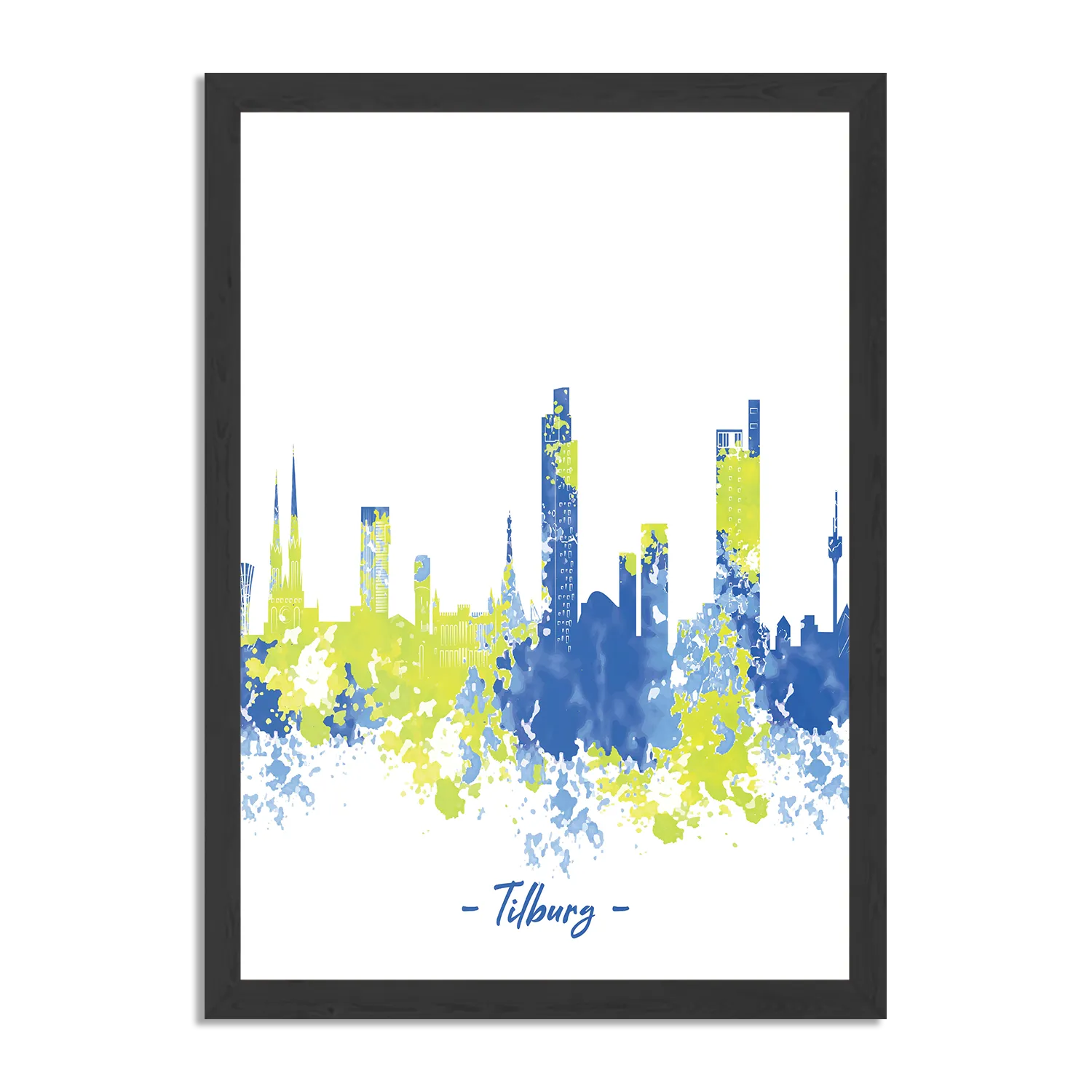 Poster Skyline Tilburg Watercolor Paint Rechthoek Verticaal Met Lijst Template PBL 50 70 Verticaal Steden 97 1