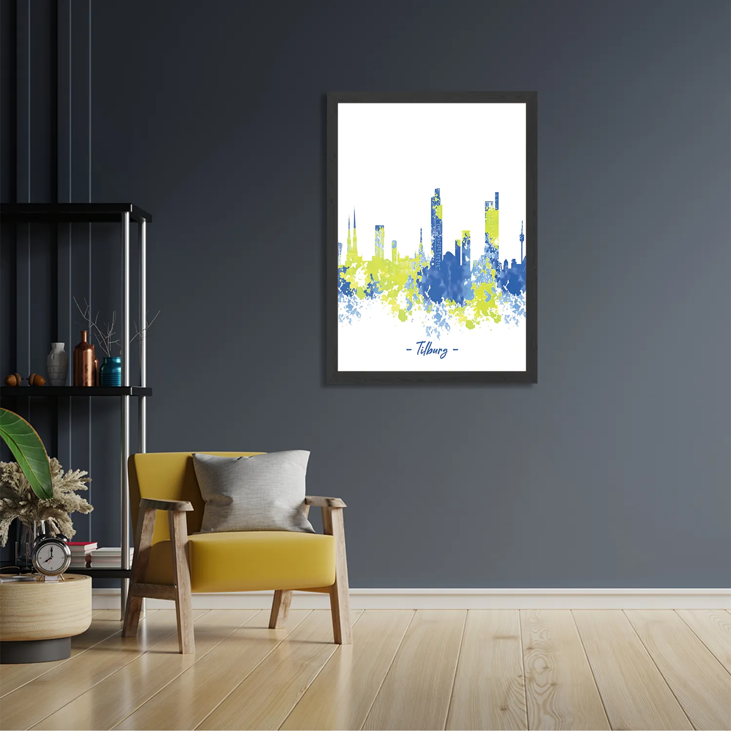 Poster Skyline Tilburg Watercolor Paint Rechthoek Verticaal Met Lijst Template PBL 50 70 Verticaal Steden 97 2