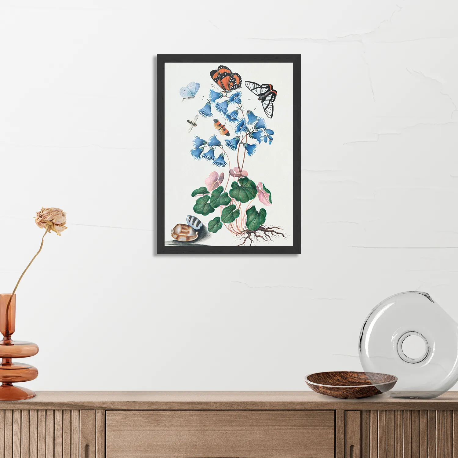 Poster Prent Natuur Vogel en Bloemen 04 Rechthoek Verticaal Met Lijst Template PBL 50 70 Verticaal Vintage 4 3