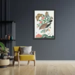 Poster Prent Natuur Vogel en Bloemen 05 Rechthoek Verticaal Met Lijst Template PBL 50 70 Verticaal Vintage 5 2
