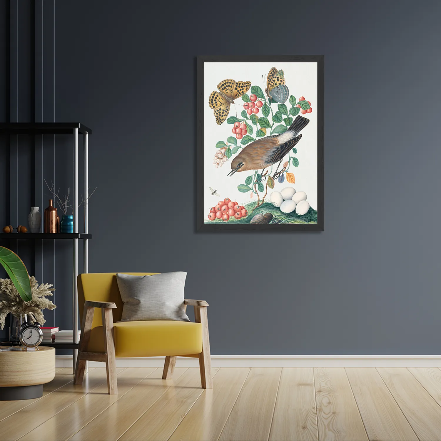 Poster Prent Natuur Vogel en Bloemen 05 Rechthoek Verticaal Met Lijst Template PBL 50 70 Verticaal Vintage 5 2