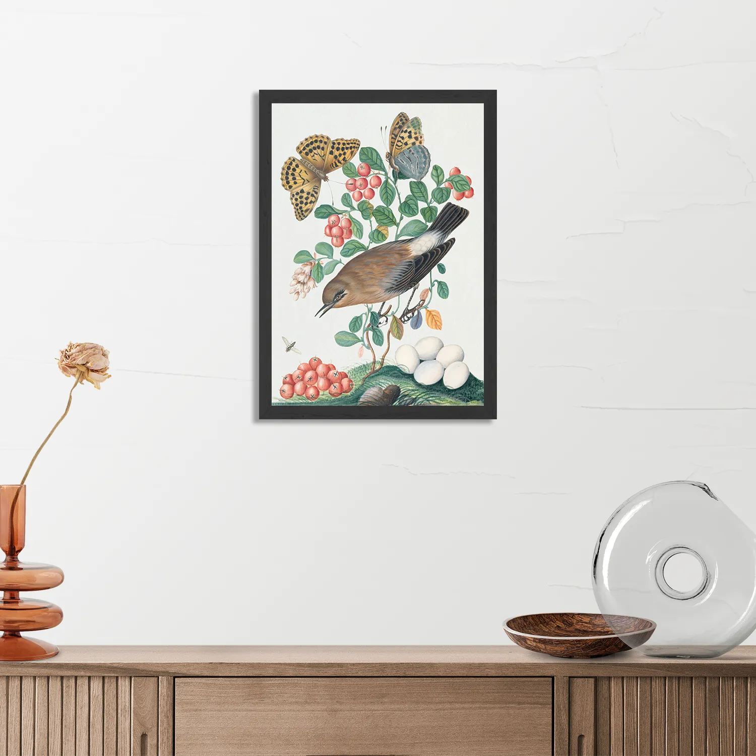 Poster Prent Natuur Vogel en Bloemen 05 Rechthoek Verticaal Met Lijst Template PBL 50 70 Verticaal Vintage 5 3