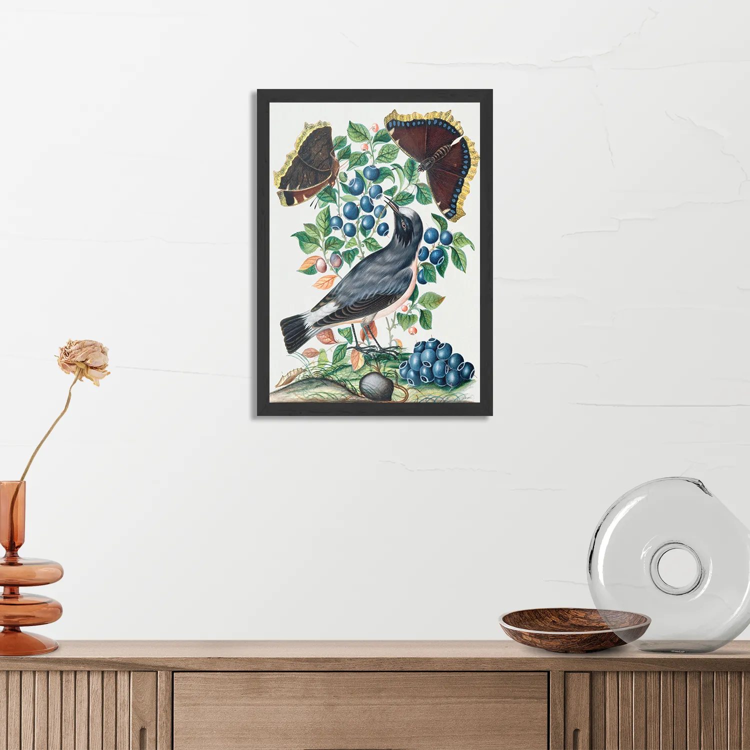Poster Prent Natuur Vogel en Bloemen 06 Rechthoek Verticaal Met Lijst Template PBL 50 70 Verticaal Vintage 6 3