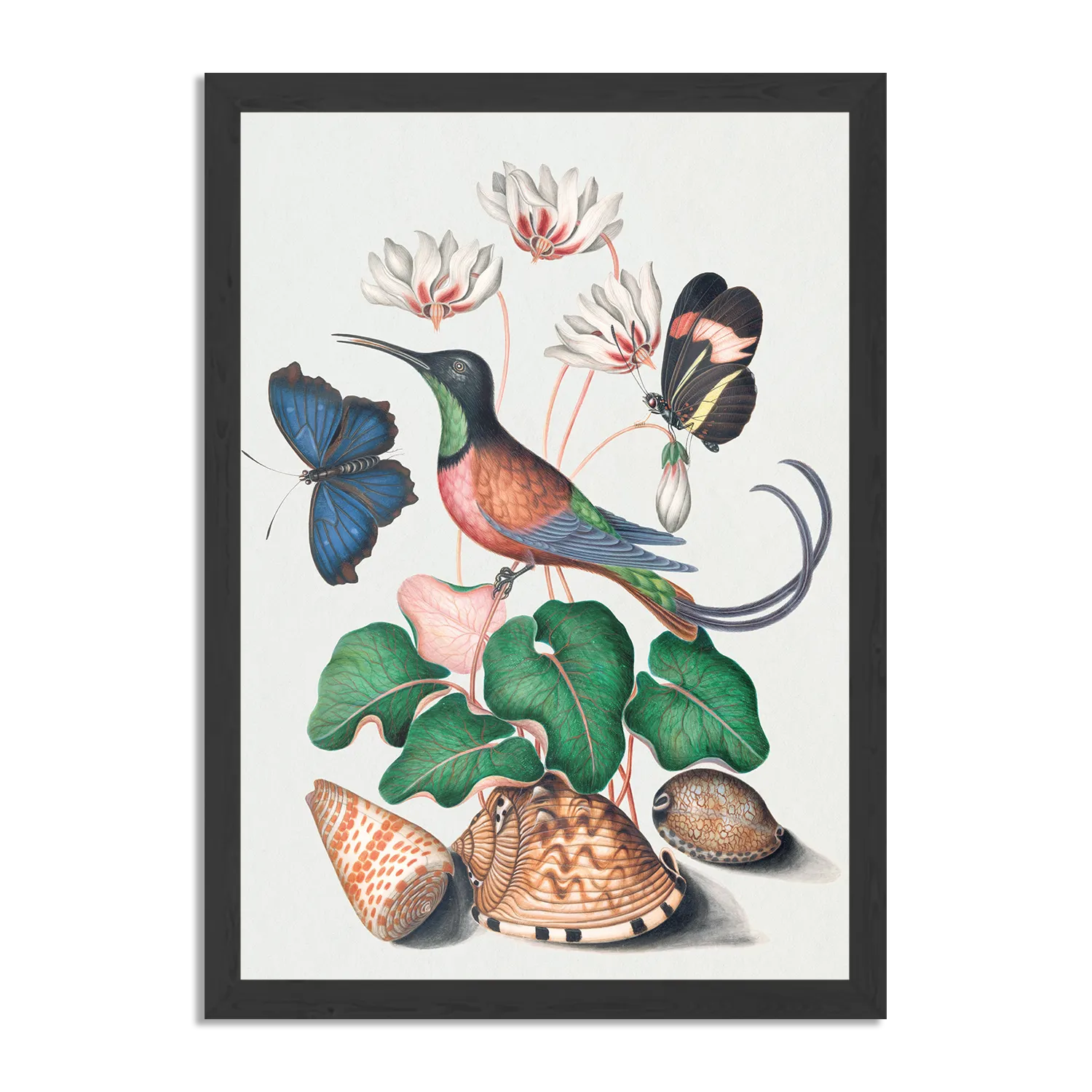 Poster Prent Natuur Vogel en Bloemen 07 Rechthoek Verticaal Met Lijst Template PBL 50 70 Verticaal Vintage 7 1