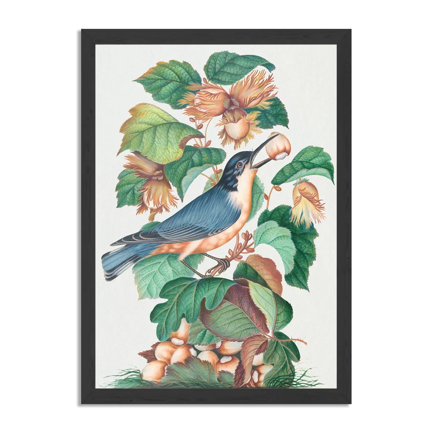 Poster Prent Natuur Vogel en Bloemen 09 Rechthoek Verticaal Met Lijst Template PBL 50 70 Verticaal Vintage 9 1