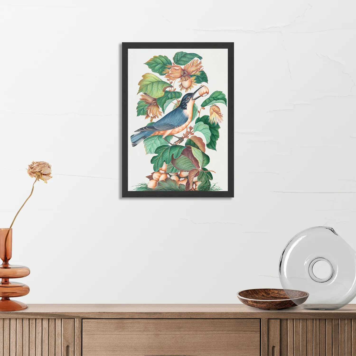 Poster Prent Natuur Vogel en Bloemen 09 Rechthoek Verticaal Met Lijst Template PBL 50 70 Verticaal Vintage 9 3