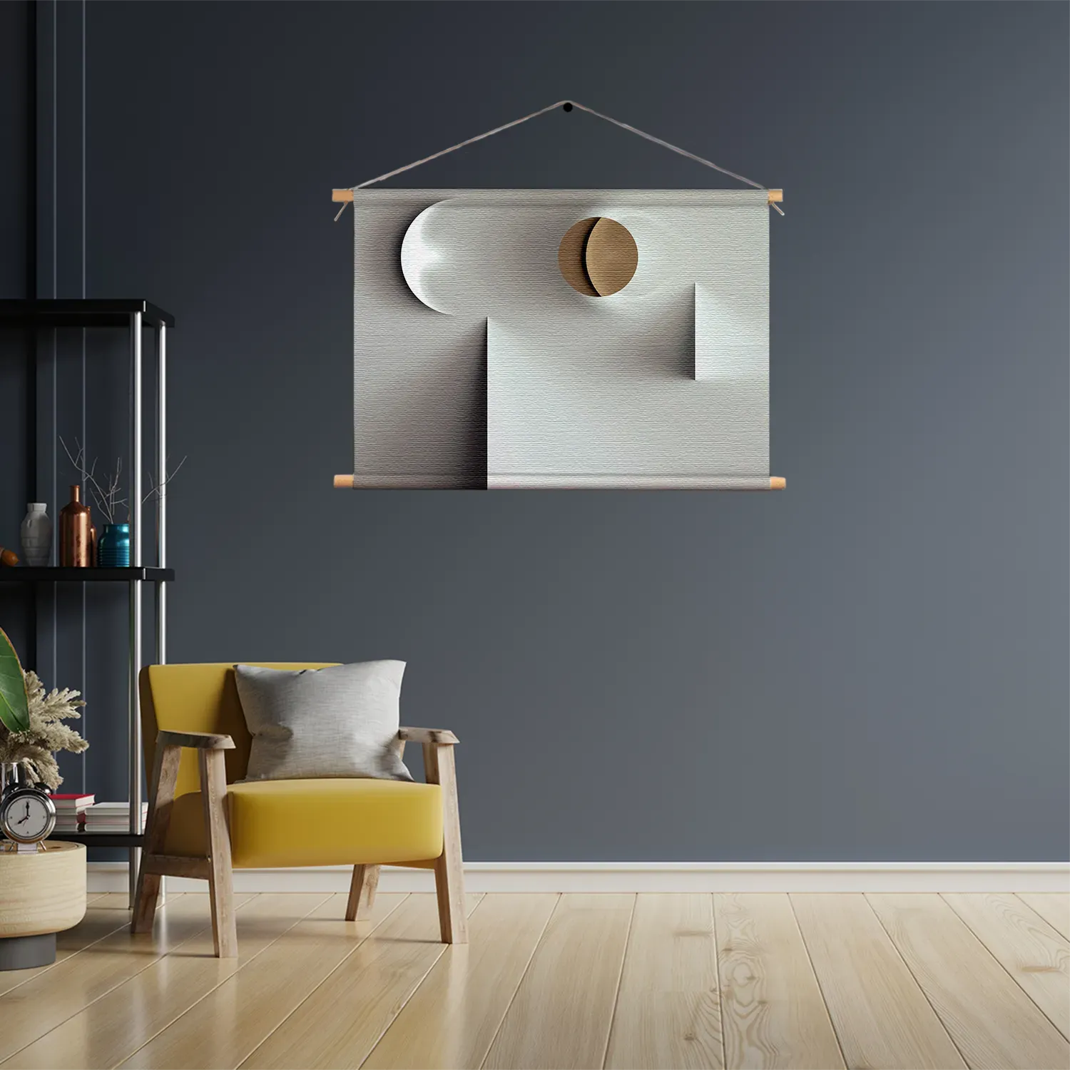 Textielposter Scandinavisch Wit met Goudkleurig Element Rechthoek Horizontaal Template TP 50 70 Horizontaal Abstract 01 3