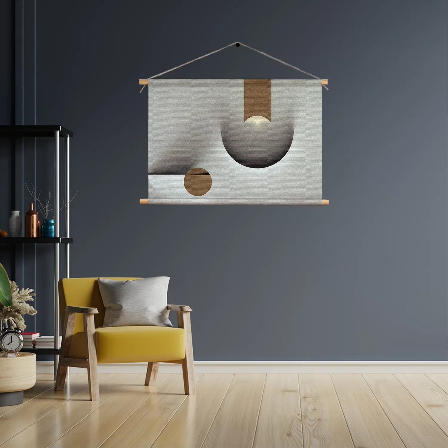 Textielposter Scandinavisch Wit met Goudkleurig Element 03 Rechthoek Horizontaal Template TP 50 70 Horizontaal Abstract 101 3