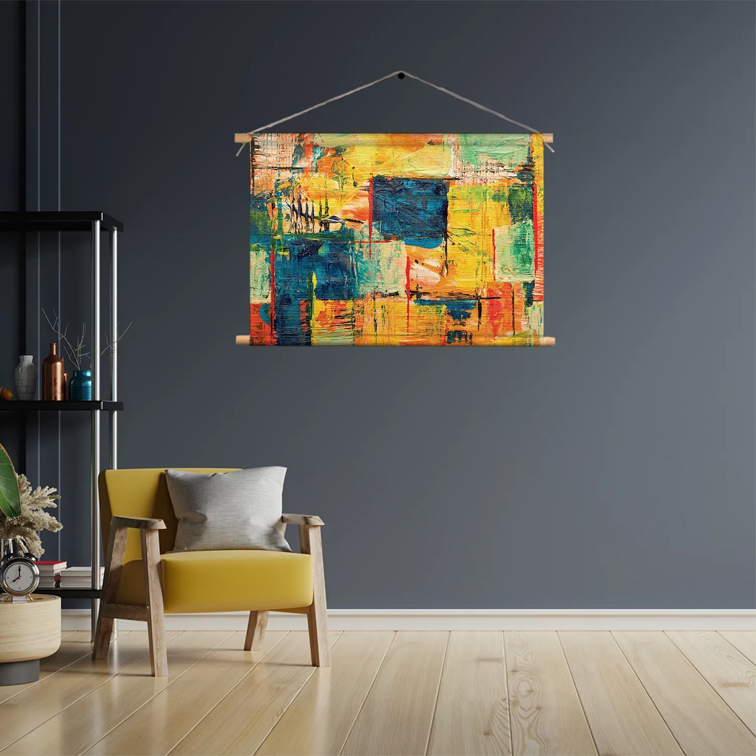 Textielposter Kunst Mondriaan Stijl Kleurrijk Rechthoek Horizontaal Template TP 50 70 Horizontaal Abstract 103 3