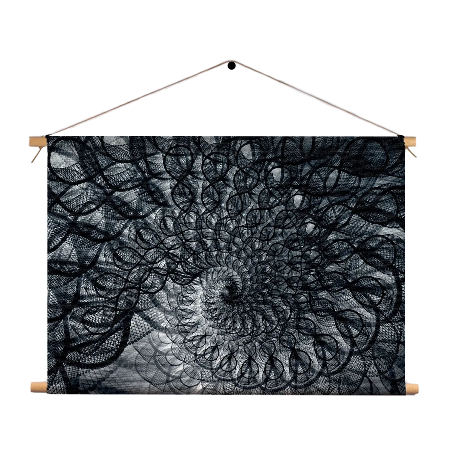 Textielposter Zwart Witte Spiraaltunnel Rechthoek Horizontaal Template TP 50 70 Horizontaal Abstract 107 1