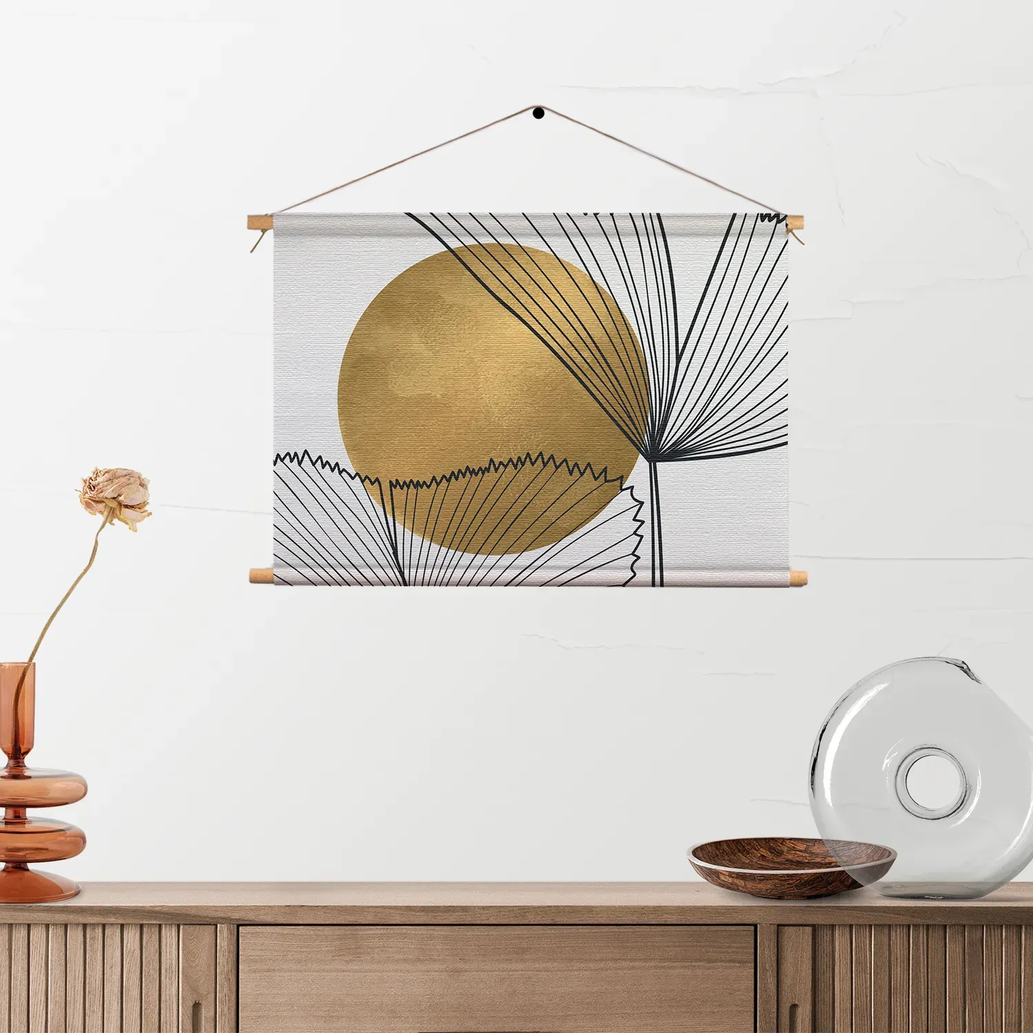 Template_TP_50-70_Horizontaal_Abstract_112-2 Textielposter Scandinavisch Design Plant met Goud Element 01 Rechthoek Horizontaal Template TP 50 70 Horizontaal Abstract 112 2