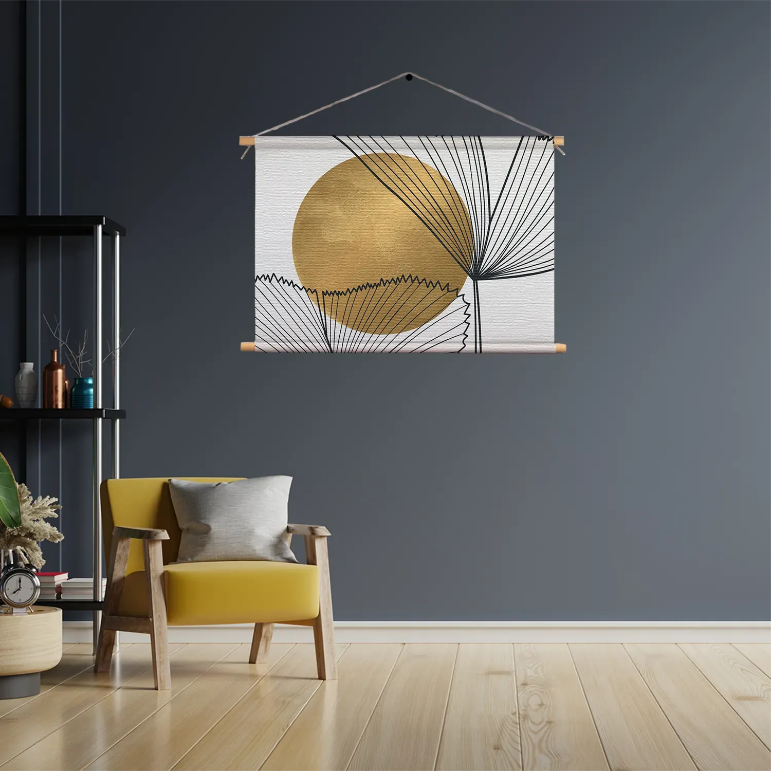 Template_TP_50-70_Horizontaal_Abstract_112-3 Textielposter Scandinavisch Design Plant met Goud Element 01 Rechthoek Horizontaal Template TP 50 70 Horizontaal Abstract 112 3