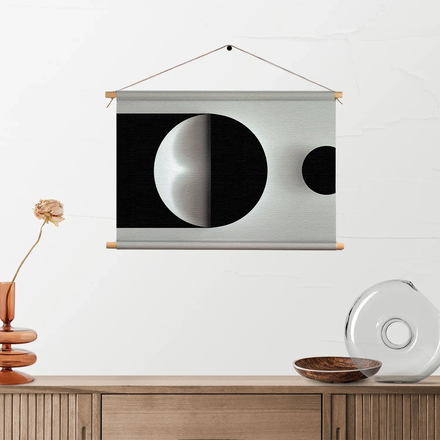 Textielposter Scandinavisch Wit met Zwart Element 01 Rechthoek Horizontaal Template TP 50 70 Horizontaal Abstract 21 2