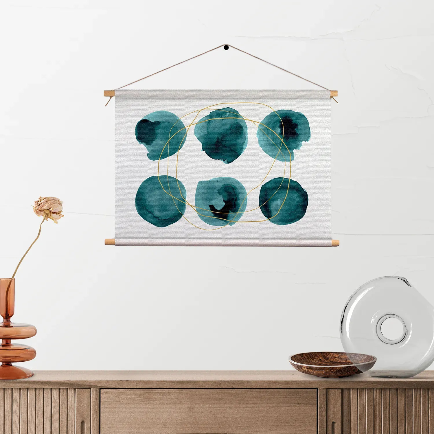 Textielposter Scandinavisch Rond Patroon Groen Rechthoek Horizontaal Template TP 50 70 Horizontaal Abstract 29 2