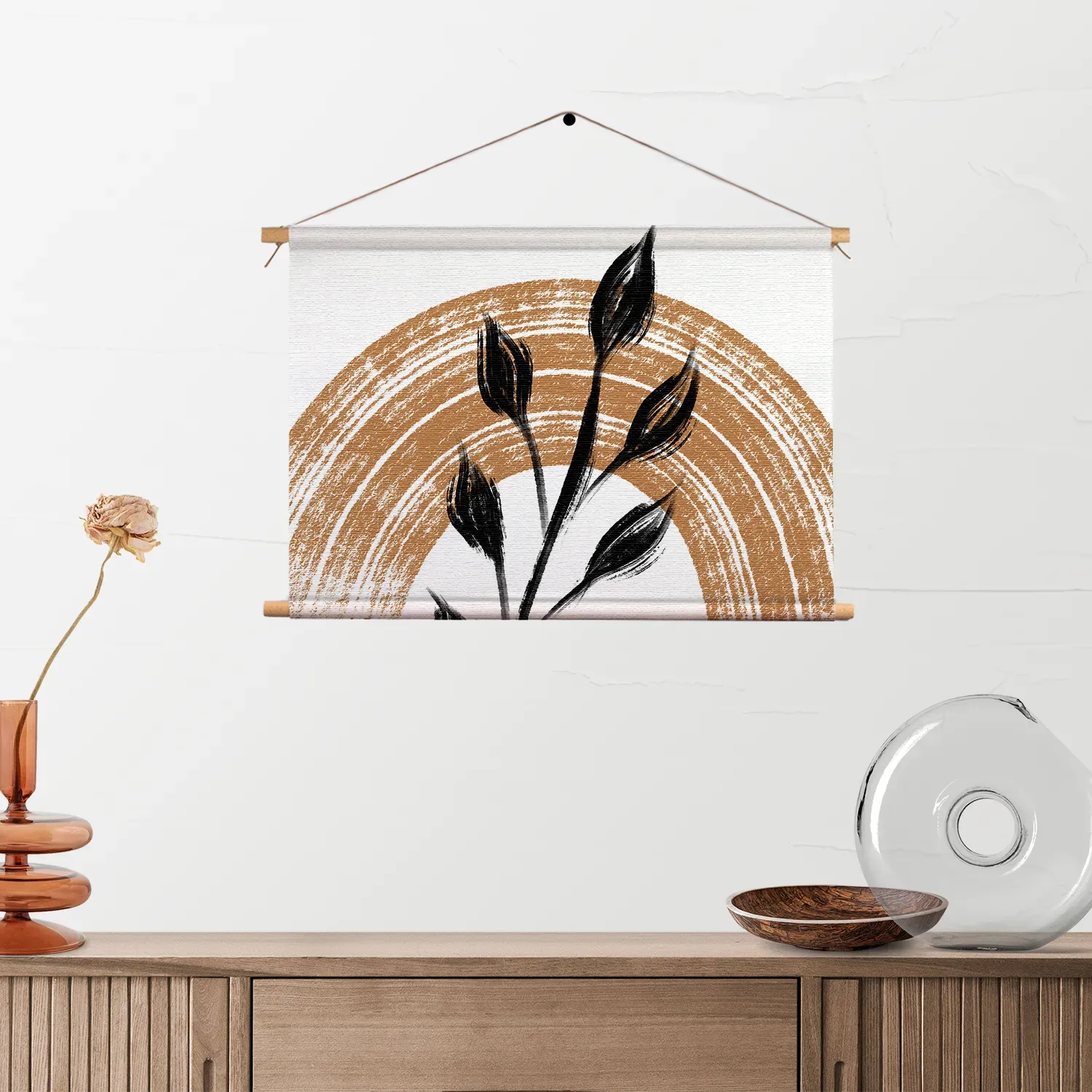 Textielposter Scandinavisch Patroon met Bloem 01 Rechthoek Horizontaal Template TP 50 70 Horizontaal Abstract 33 2