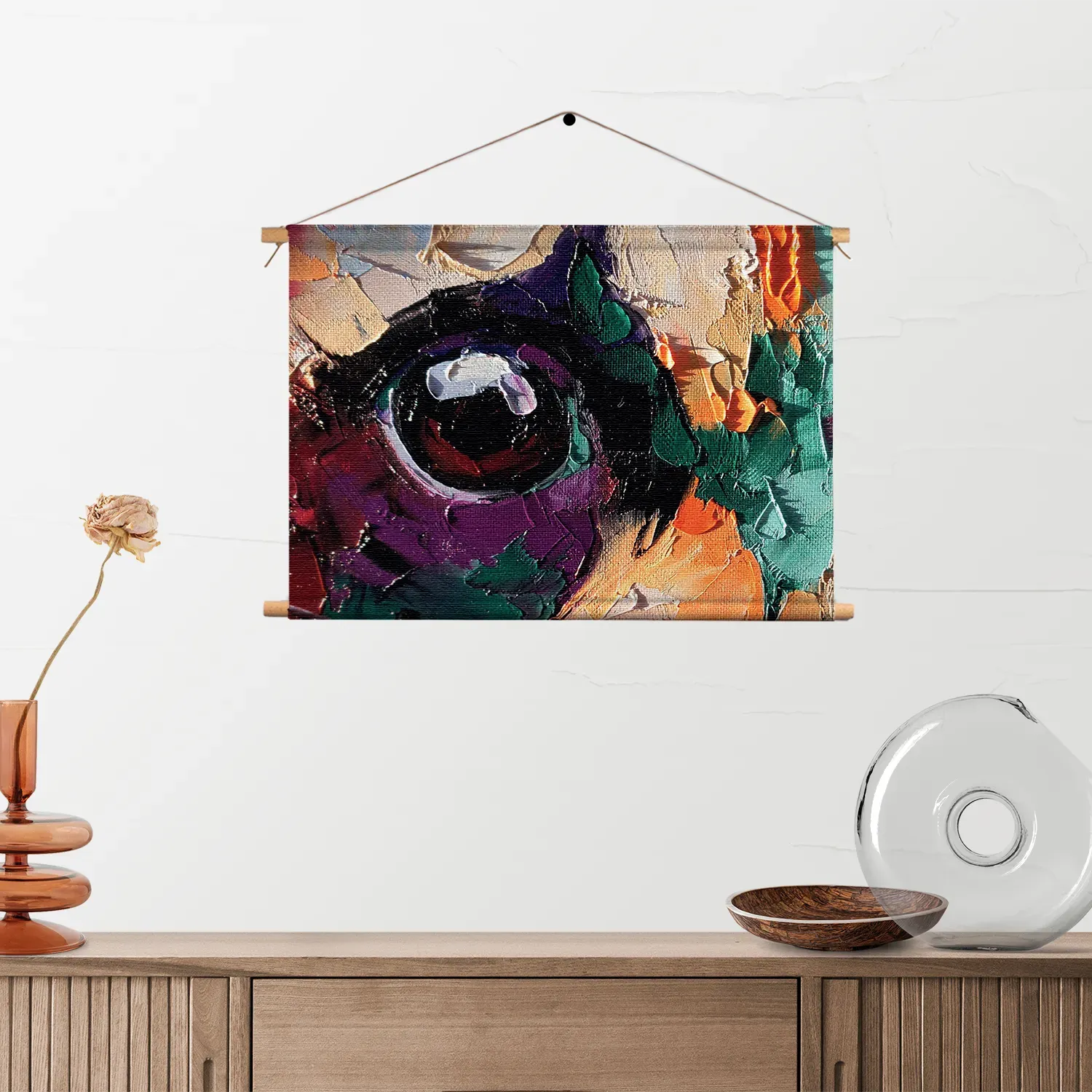 Textielposter Geschilderde Dierenkop in Kleur Rechthoek Horizontaal Template TP 50 70 Horizontaal Abstract 42 2