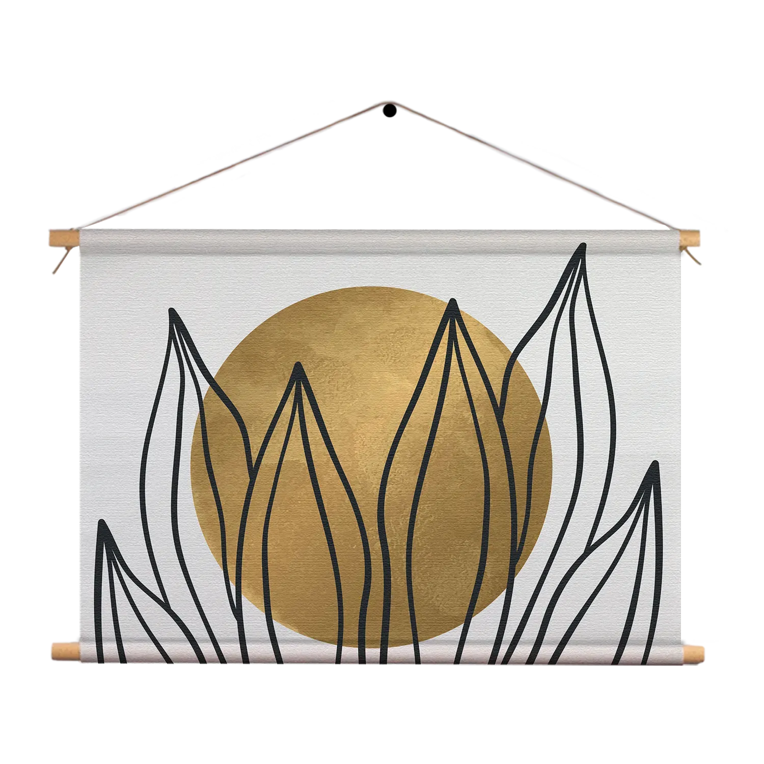 Textielposter Scandinavisch Design Plant met Goud Element 01 Rechthoek Horizontaal Template TP 50 70 Horizontaal Abstract 72 1