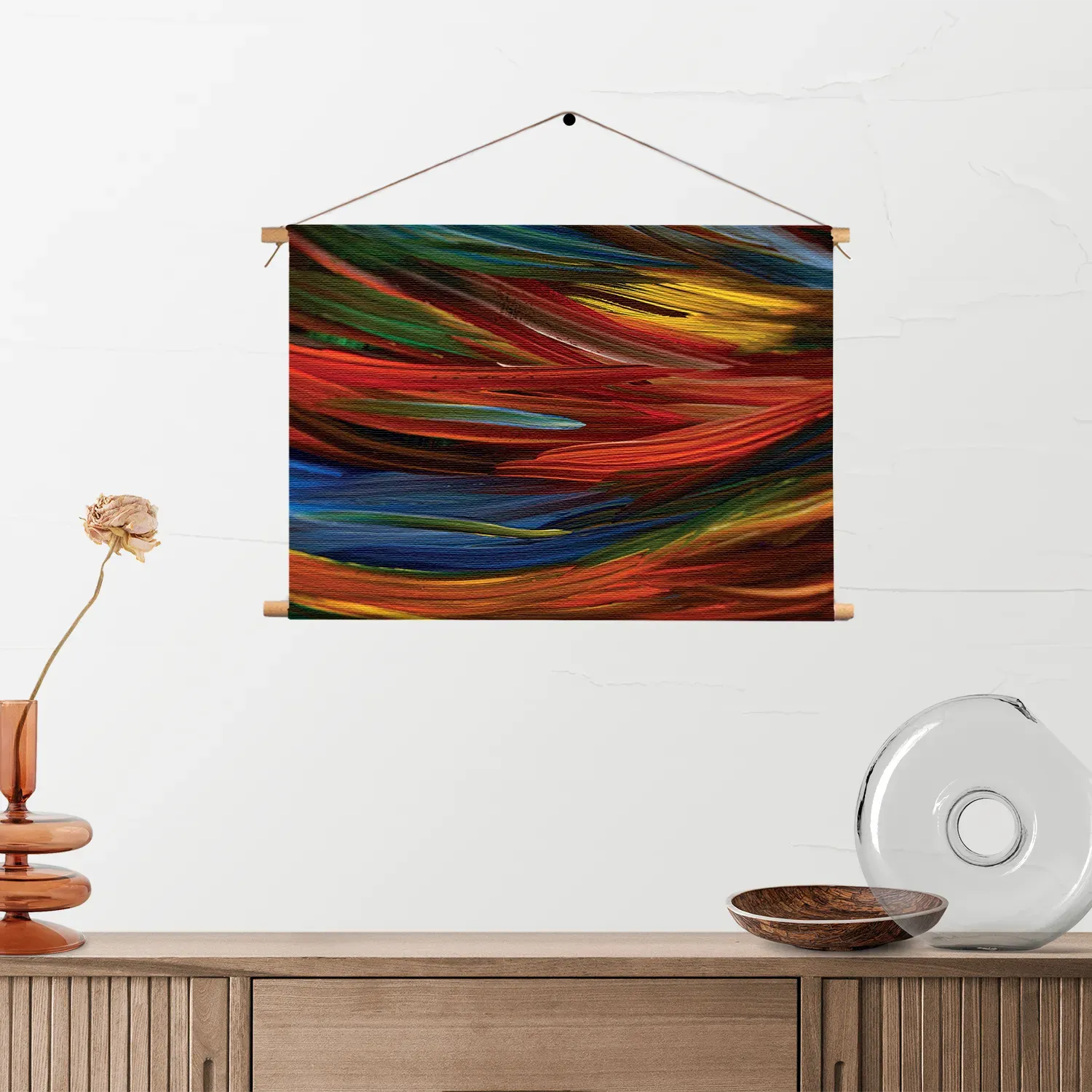 Textielposter Geschilderde Strepen Kleurrijk Rechthoek Horizontaal Template TP 50 70 Horizontaal Abstract 75 2