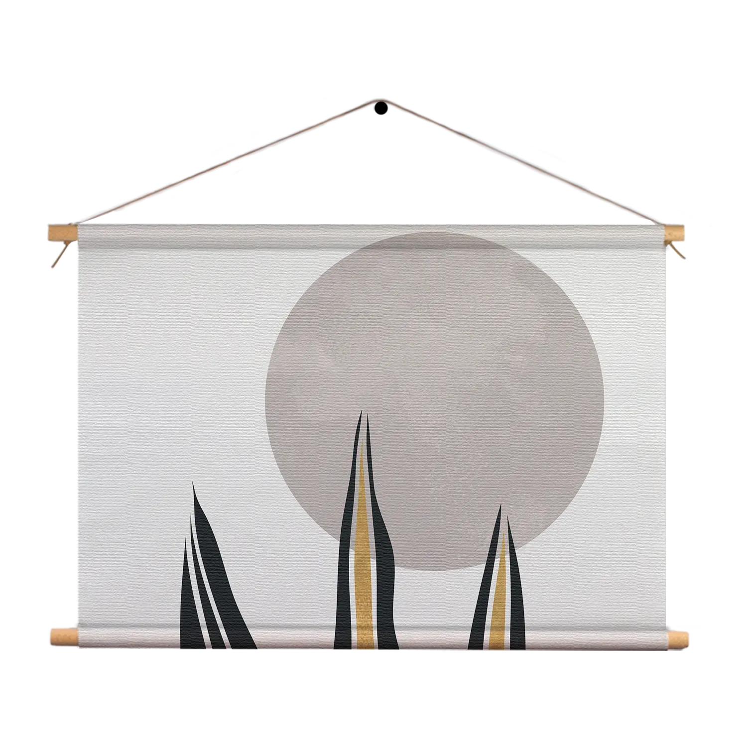 Textielposter Blad met Goud en Zilvere Elementen Rechthoek Horizontaal Template TP 50 70 Horizontaal Abstract 78 1