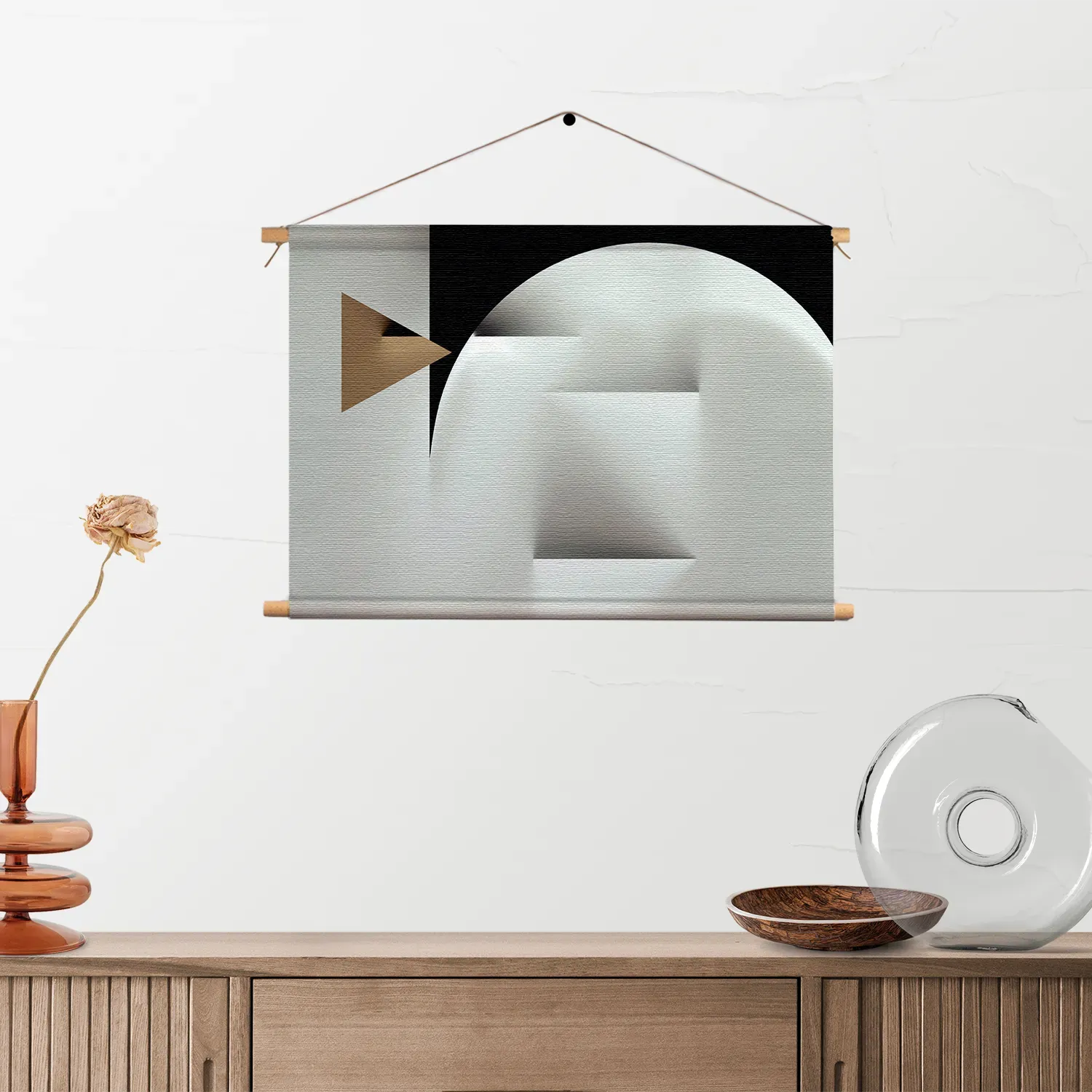 Textielposter Scandinavisch Wit met Goudkleurig Element 02 Rechthoek Horizontaal Template TP 50 70 Horizontaal Abstract 91 2