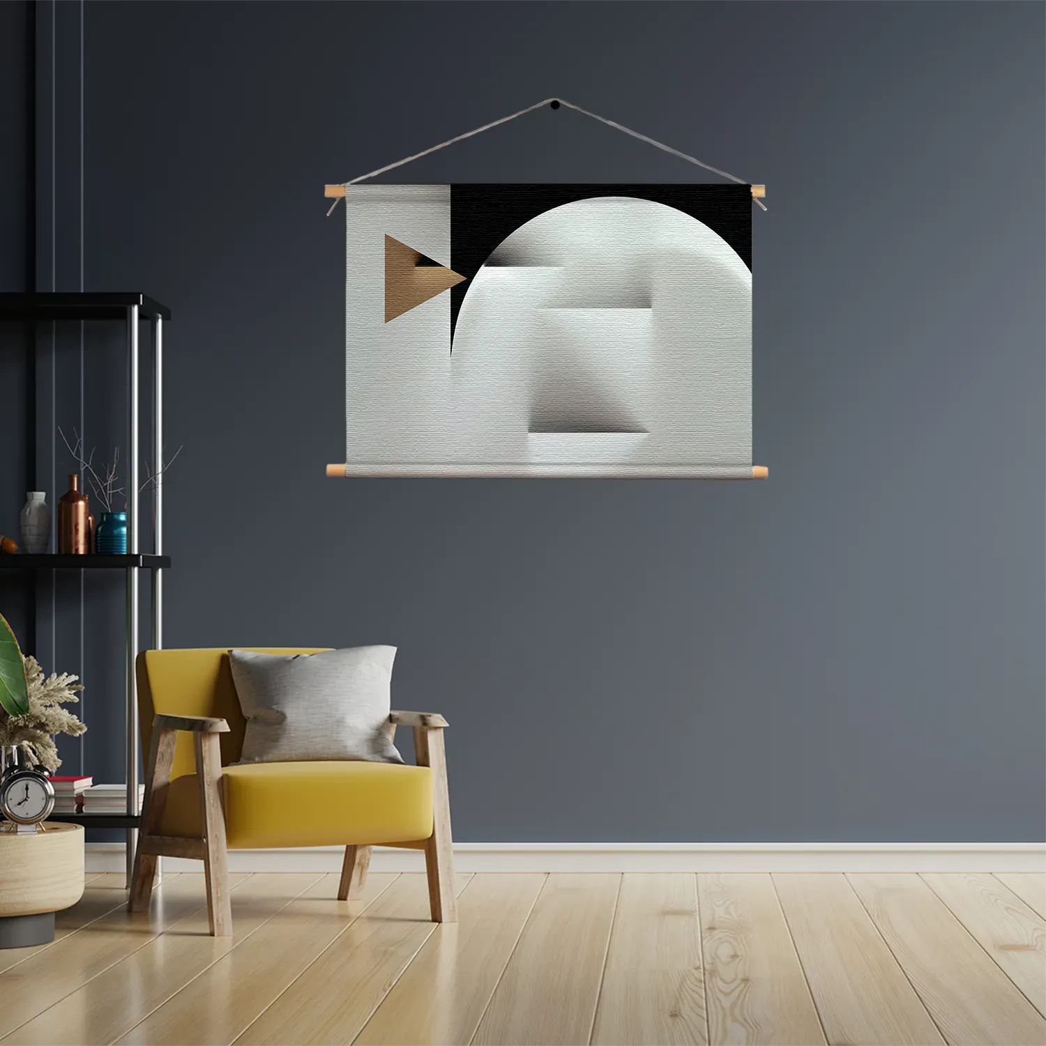 Textielposter Scandinavisch Wit met Goudkleurig Element 02 Rechthoek Horizontaal Template TP 50 70 Horizontaal Abstract 91 3