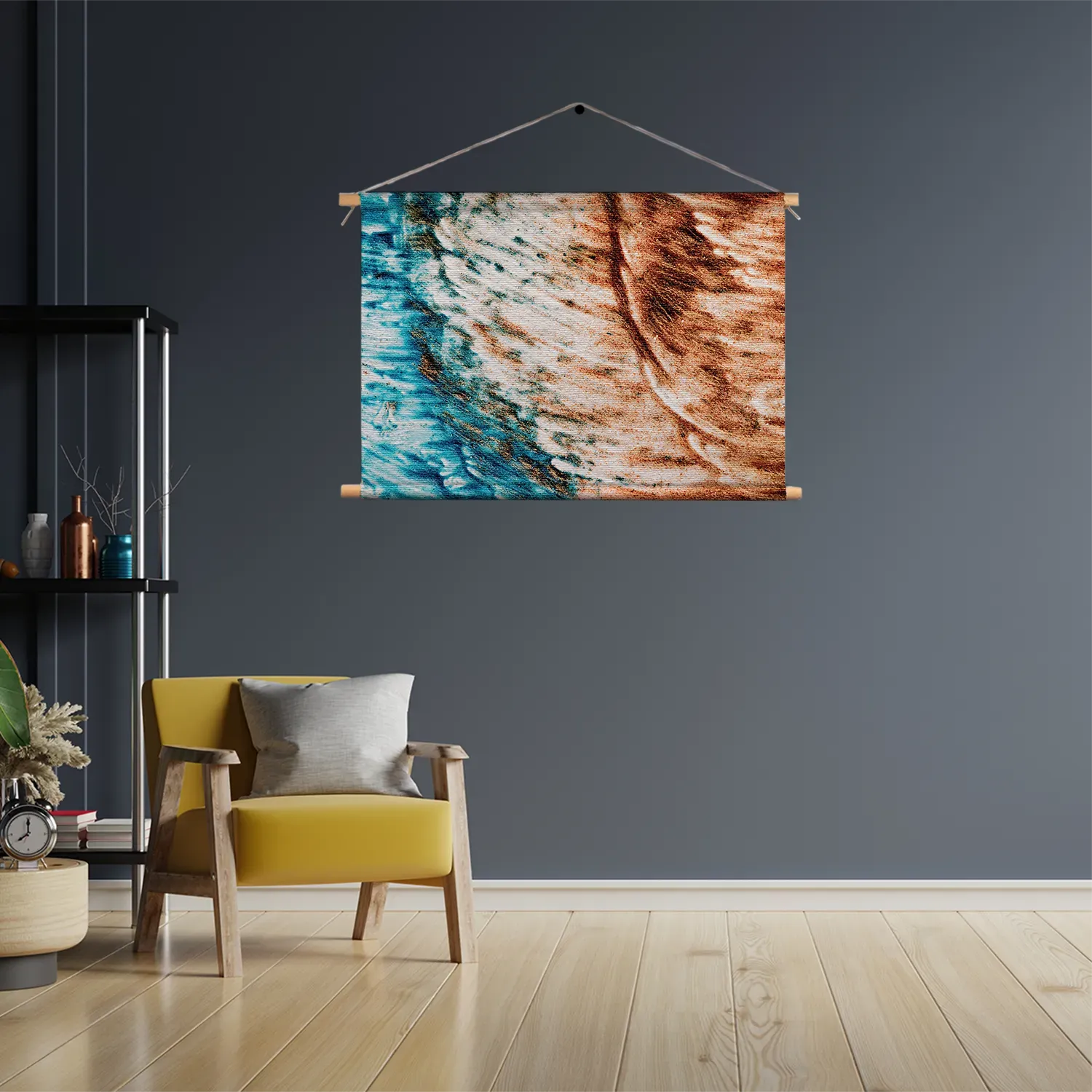 Textielposter Kunst Oranje blauw Rechthoek Horizontaal Template TP 50 70 Horizontaal Abstract 93 3