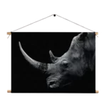 Textielposter Neushoorn Zwart Wit Rechthoek Horizontaal Template TP 50 70 Horizontaal Dieren 1 1