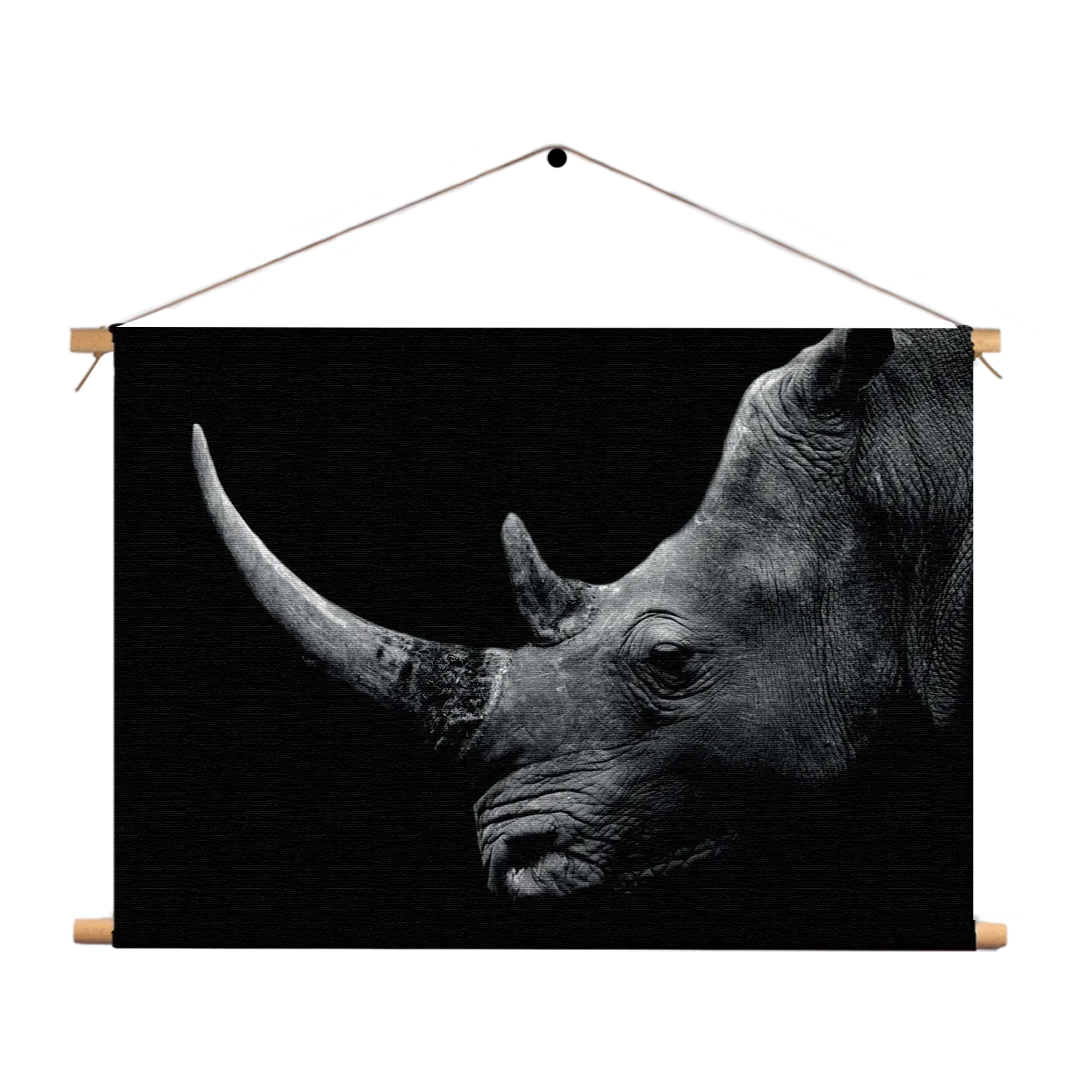 Textielposter Neushoorn Zwart Wit Rechthoek Horizontaal Template TP 50 70 Horizontaal Dieren 1 1