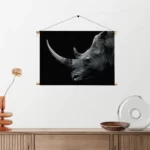 Textielposter Neushoorn Zwart Wit Rechthoek Horizontaal Template TP 50 70 Horizontaal Dieren 1 2