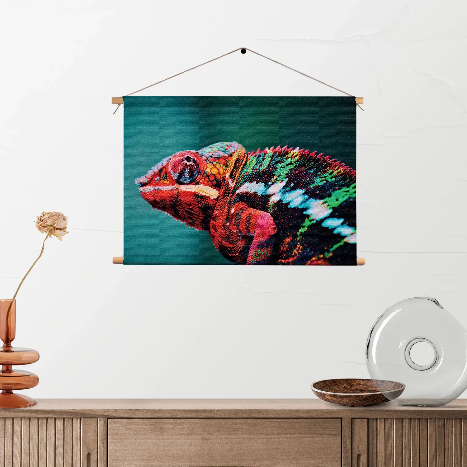 Textielposter Kameleon Kleurrijk Rechthoek Horizontaal Template TP 50 70 Horizontaal Dieren 10 2