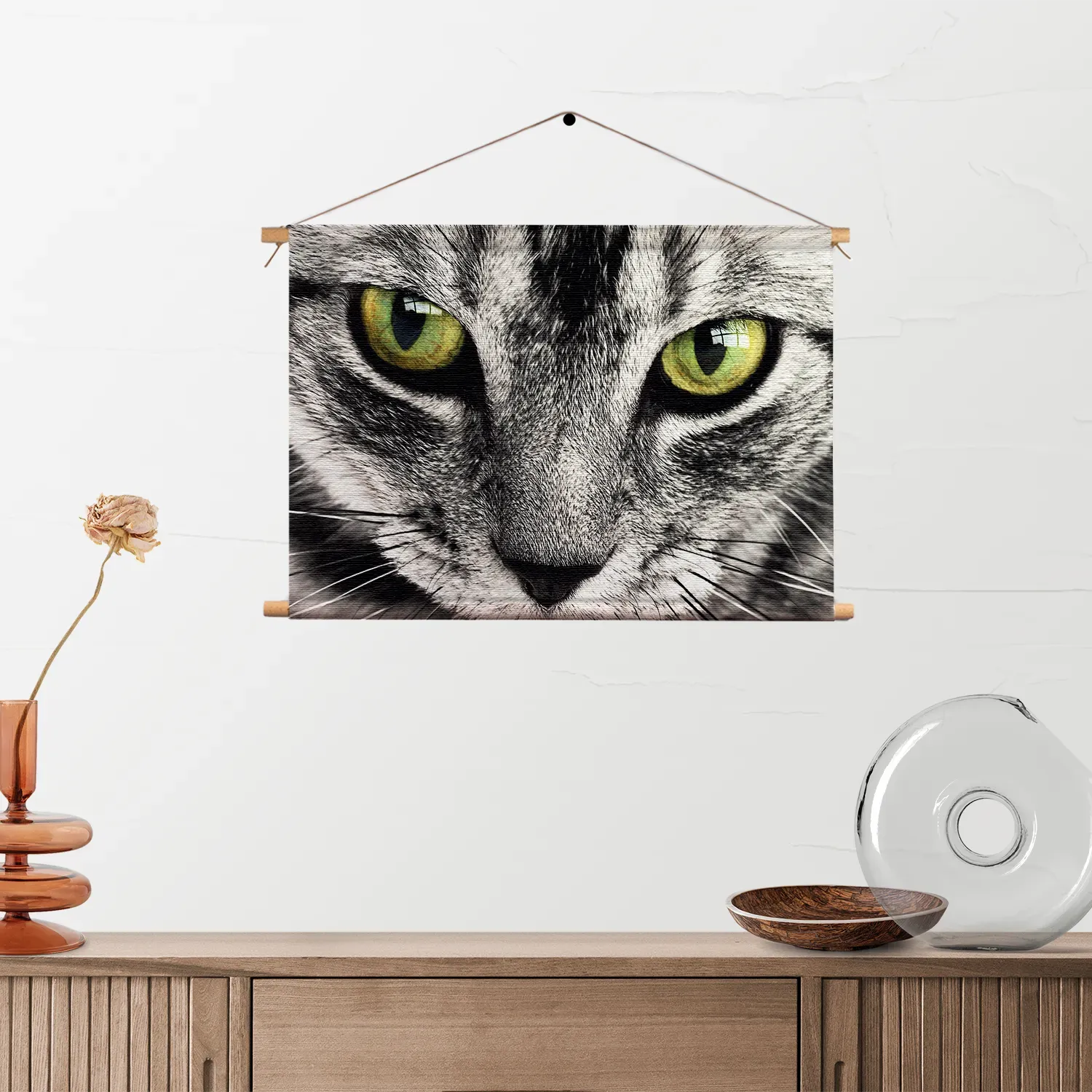 Textielposter Katte Hoofd Close up Rechthoek Horizontaal Template TP 50 70 Horizontaal Dieren 16 2