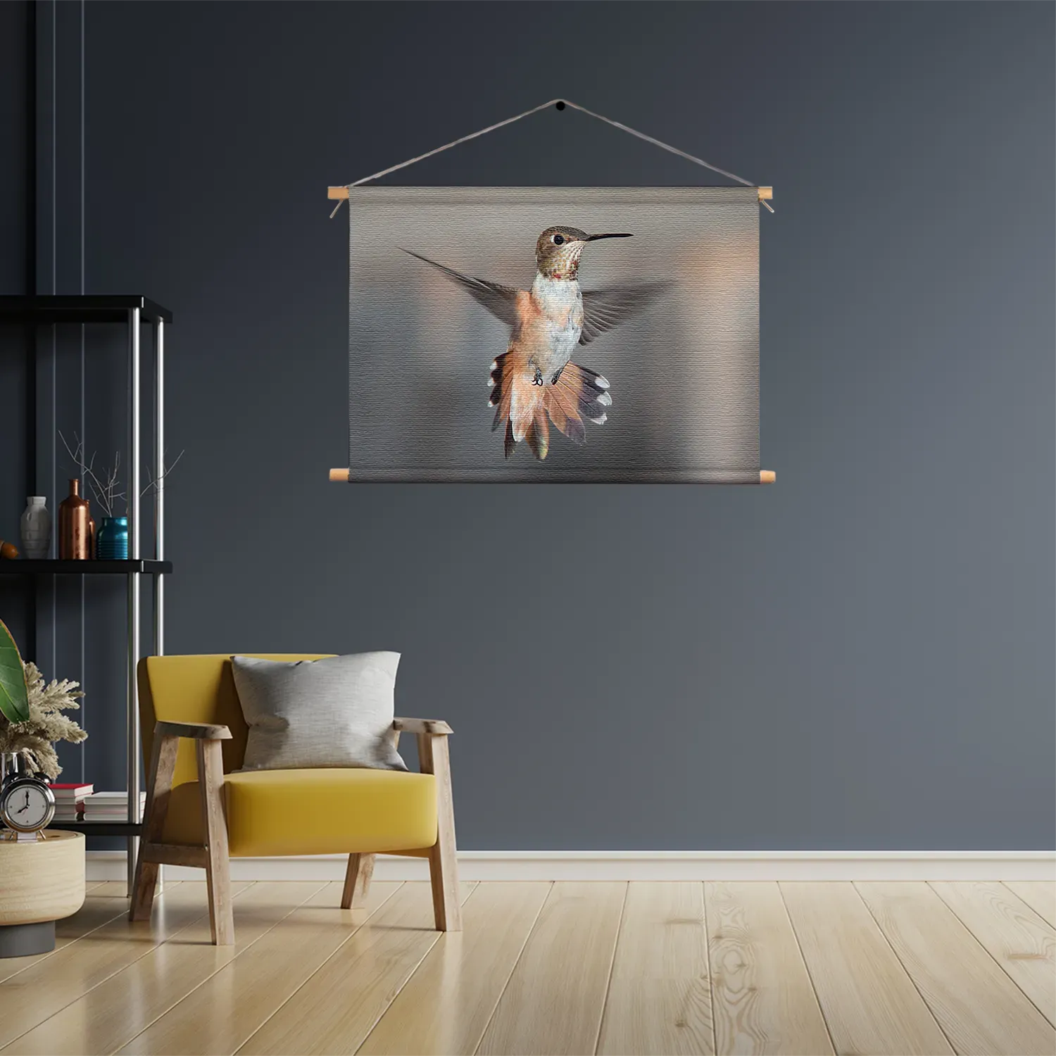 Textielposter De Vliegende Kolibrie Vogel Rechthoek Horizontaal Template TP 50 70 Horizontaal Dieren 19 3