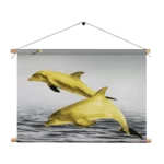 Textielposter Springende Dolfijnen Goud 01 Rechthoek Horizontaal Template TP 50 70 Horizontaal Dieren 2 1