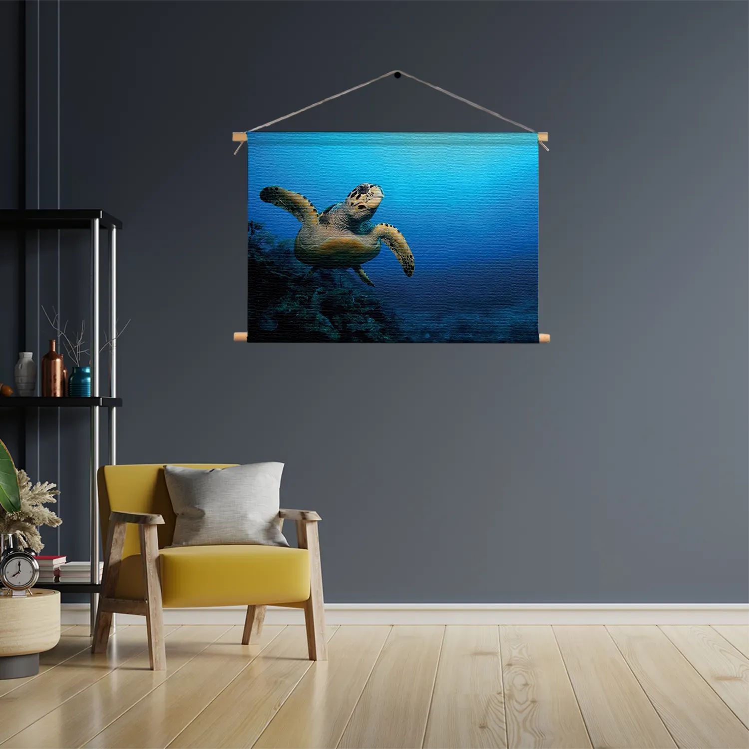 Textielposter Zeeschildpad In Helderblauw Water 02 Rechthoek Horizontaal Template TP 50 70 Horizontaal Dieren 26 3