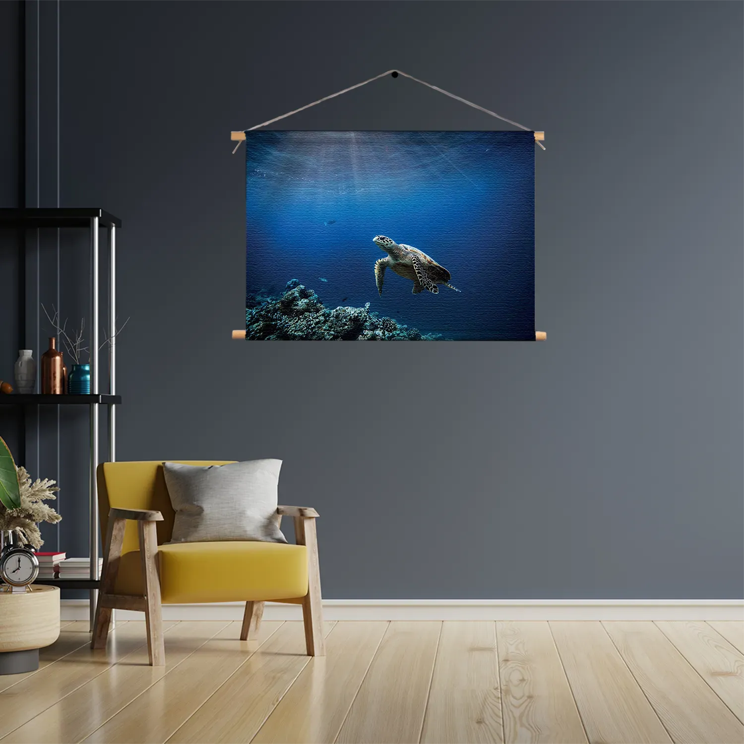 Textielposter Zeeschildpad In Helderblauw Water 03 Rechthoek Horizontaal Template TP 50 70 Horizontaal Dieren 30 3