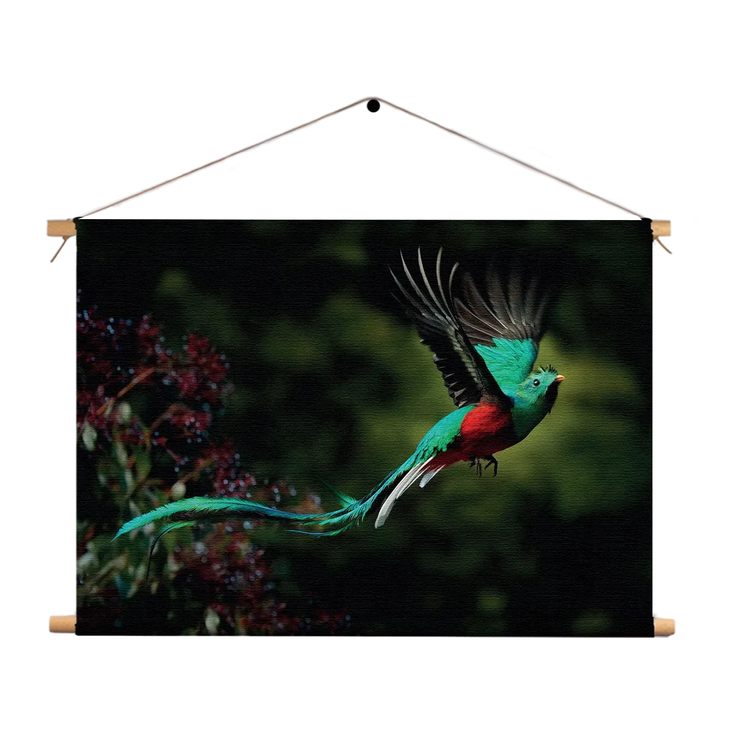 Textielposter Schitterende Vliegende Quetzal Vogel Rechthoek Horizontaal Template TP 50 70 Horizontaal Dieren 34 1