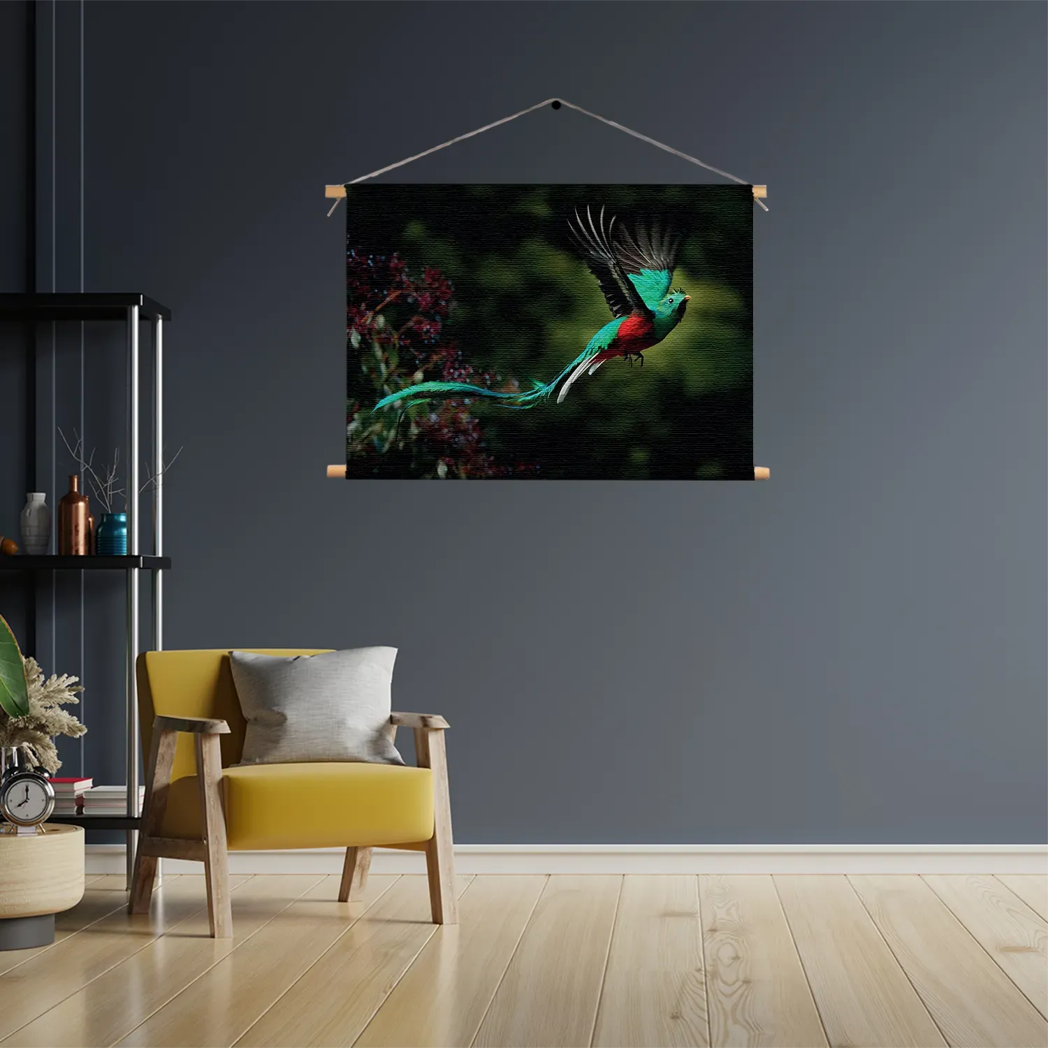 Textielposter Schitterende Vliegende Quetzal Vogel Rechthoek Horizontaal Template TP 50 70 Horizontaal Dieren 34 3