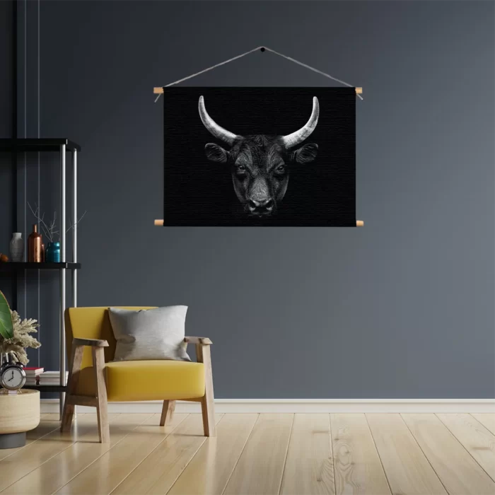 Textielposter Stier Ready To Fight 01 Rechthoek Horizontaal Template TP 50 70 Horizontaal Dieren 36 3