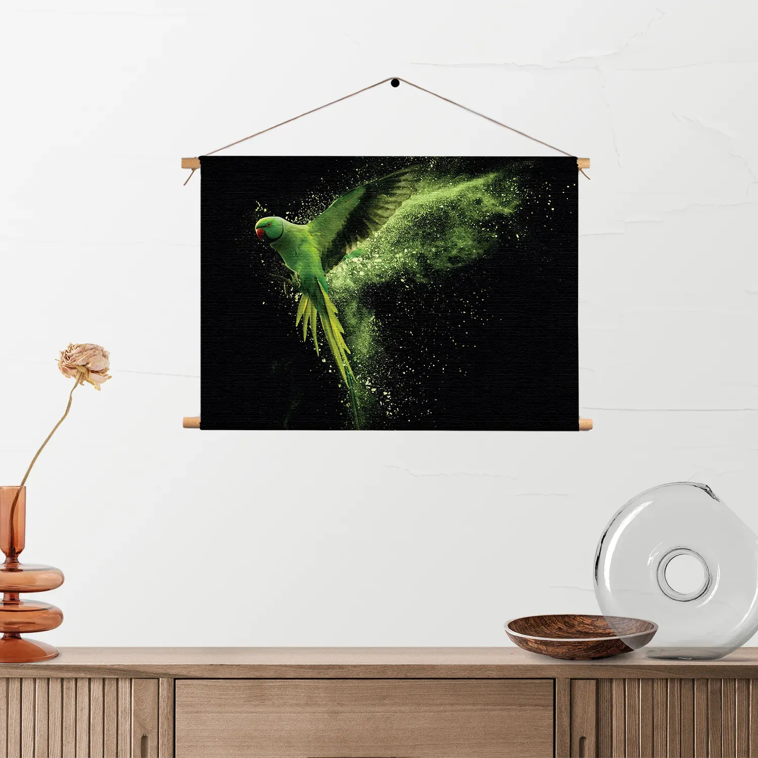 Textielposter De Groene Parkiet Rechthoek Horizontaal Template TP 50 70 Horizontaal Dieren 38 2