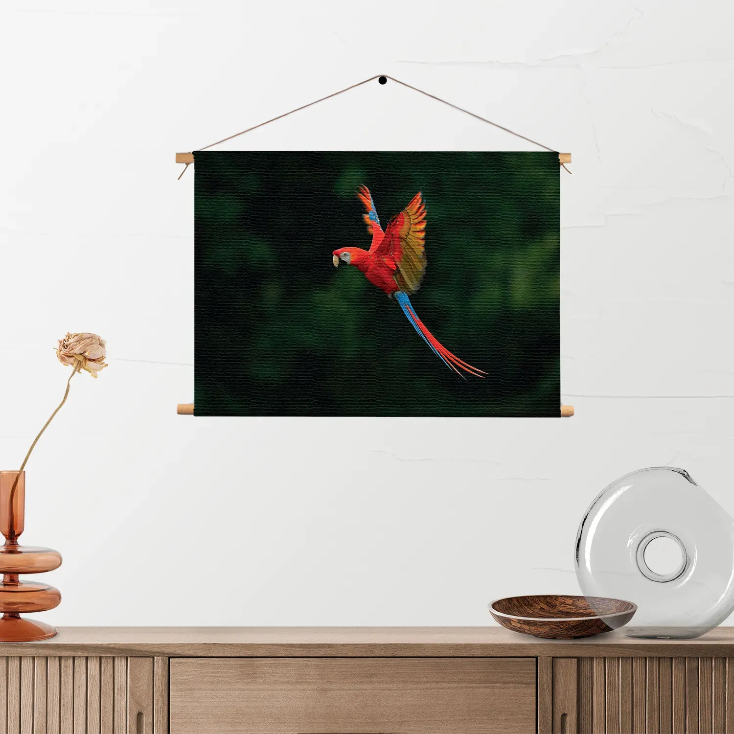 Textielposter Vliegende Ara Vogel Rechthoek Horizontaal Template TP 50 70 Horizontaal Dieren 40 2