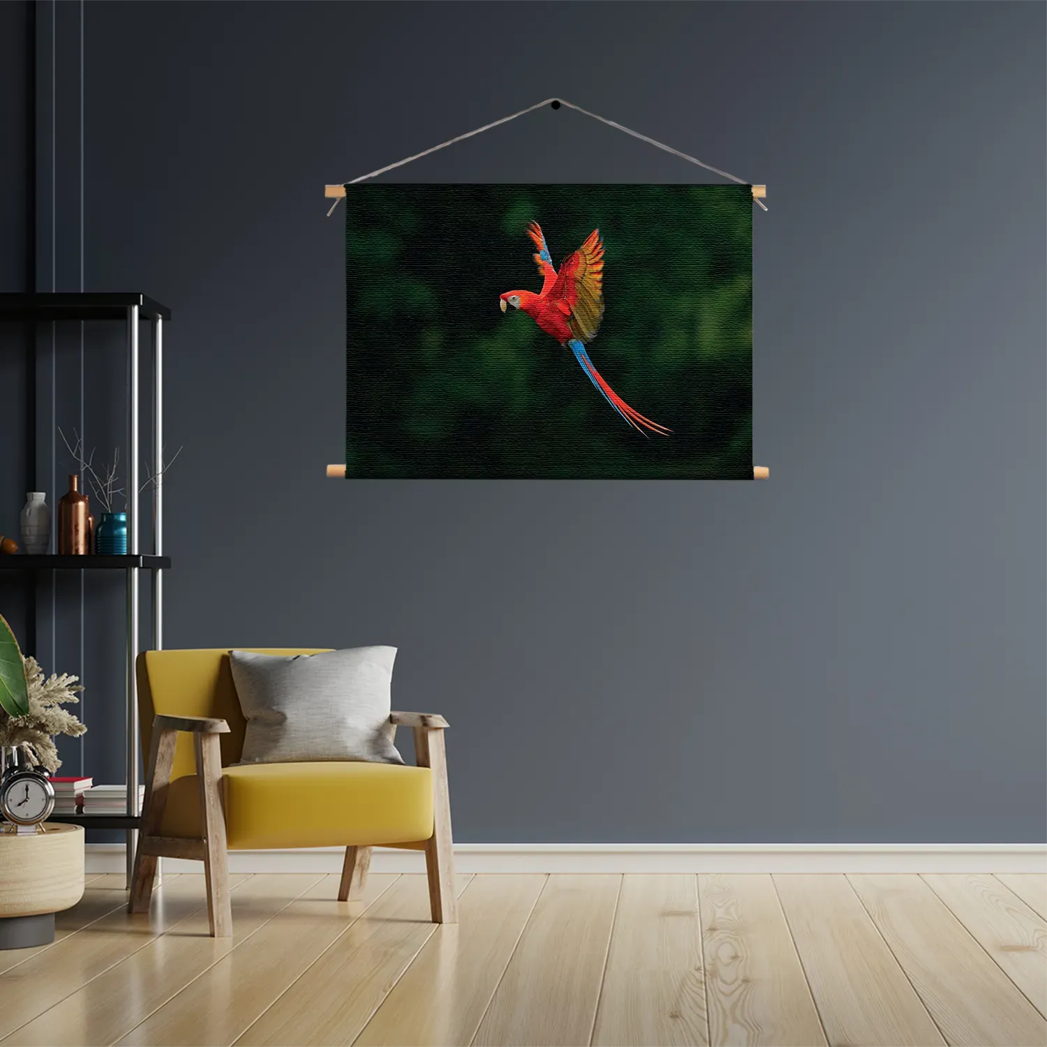 Textielposter Vliegende Ara Vogel Rechthoek Horizontaal Template TP 50 70 Horizontaal Dieren 40 3