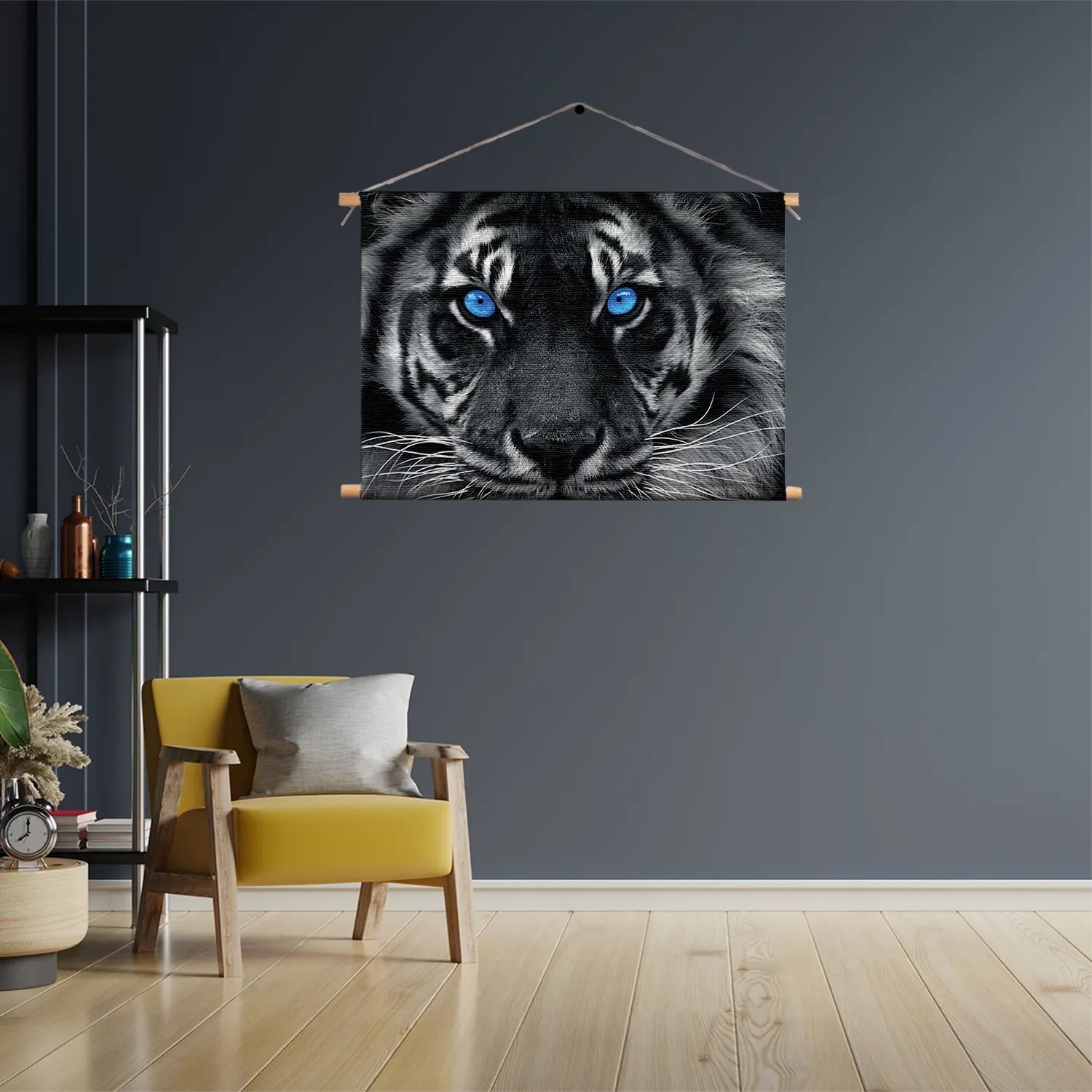 Textielposter Lion With Blue Eyes Rechthoek Horizontaal Template TP 50 70 Horizontaal Dieren 42 3